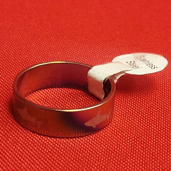Stainless Steel Wide Band Shark Engraved Ring Size 21 Multicolor Unisex - Picture 4 of 11